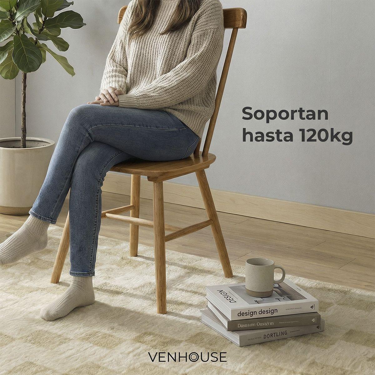 Pack 4 Sillas De Comedor Windsor Madera Natural Venhoouse-2