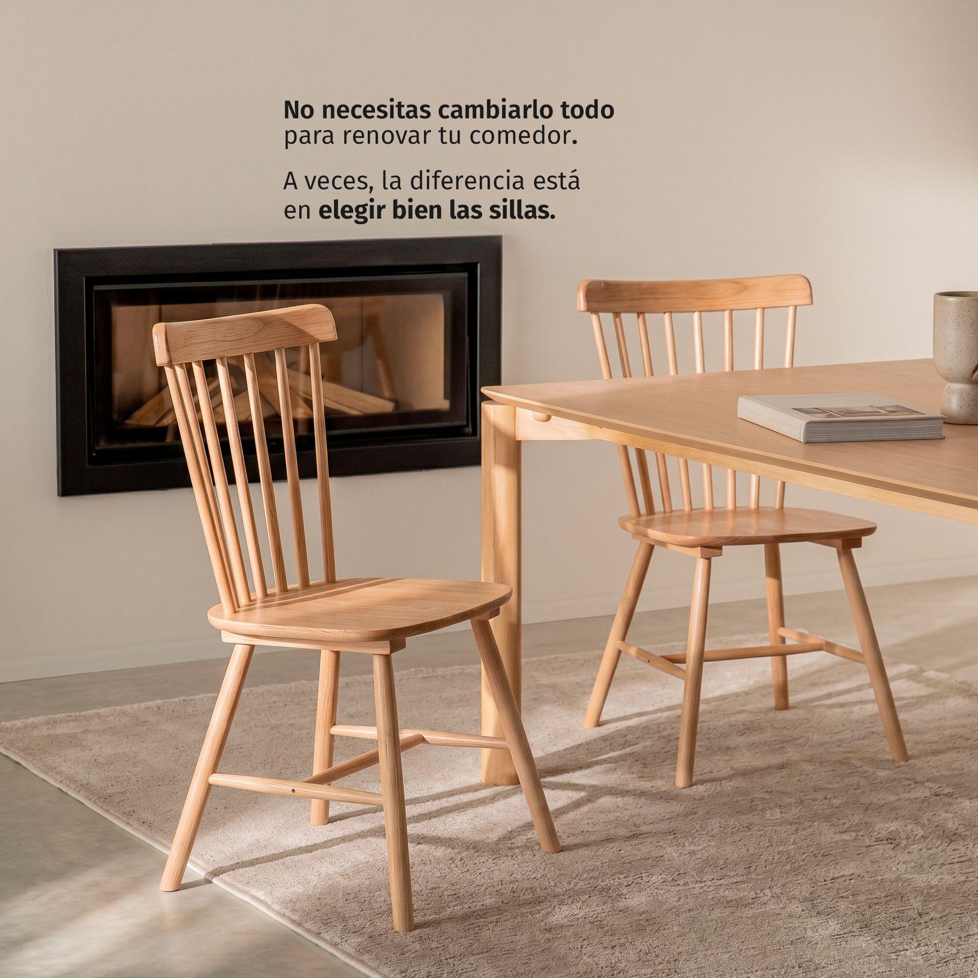 Pack 4 Sillas De Comedor Windsor Madera Natural Venhoouse-1