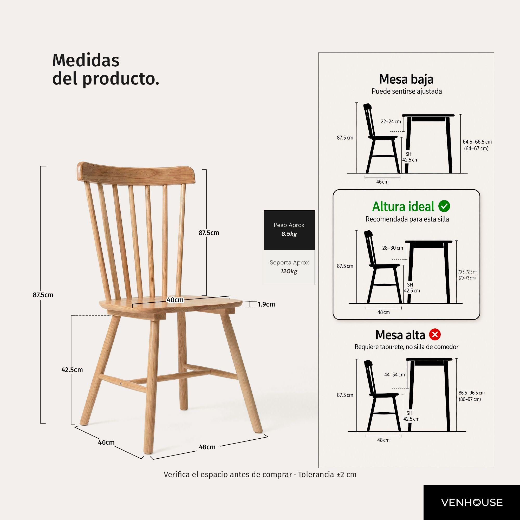 Pack 4 Sillas De Comedor Windsor Madera Natural Venhoouse-3