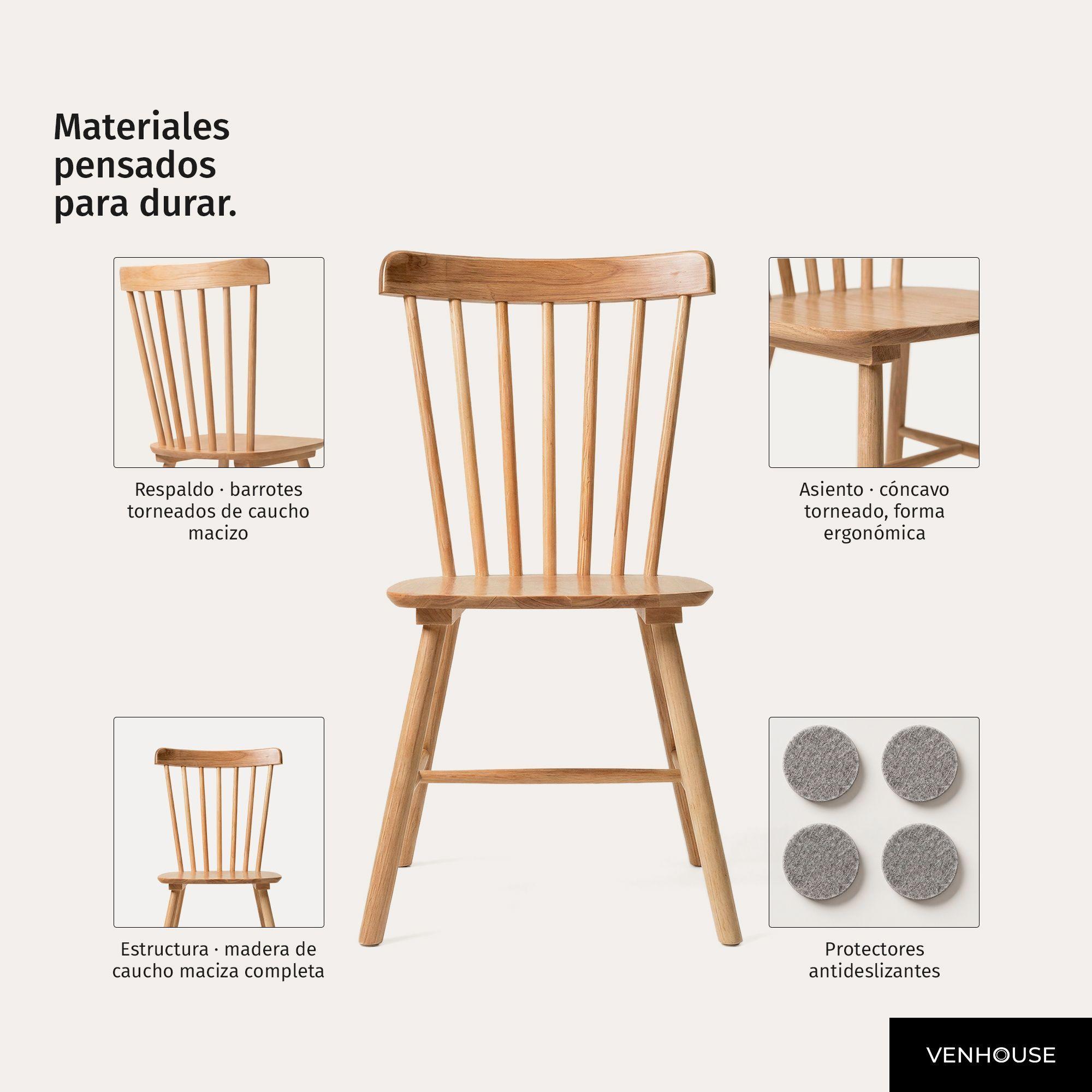 Pack 4 Sillas De Comedor Windsor Madera Natural Venhoouse-5