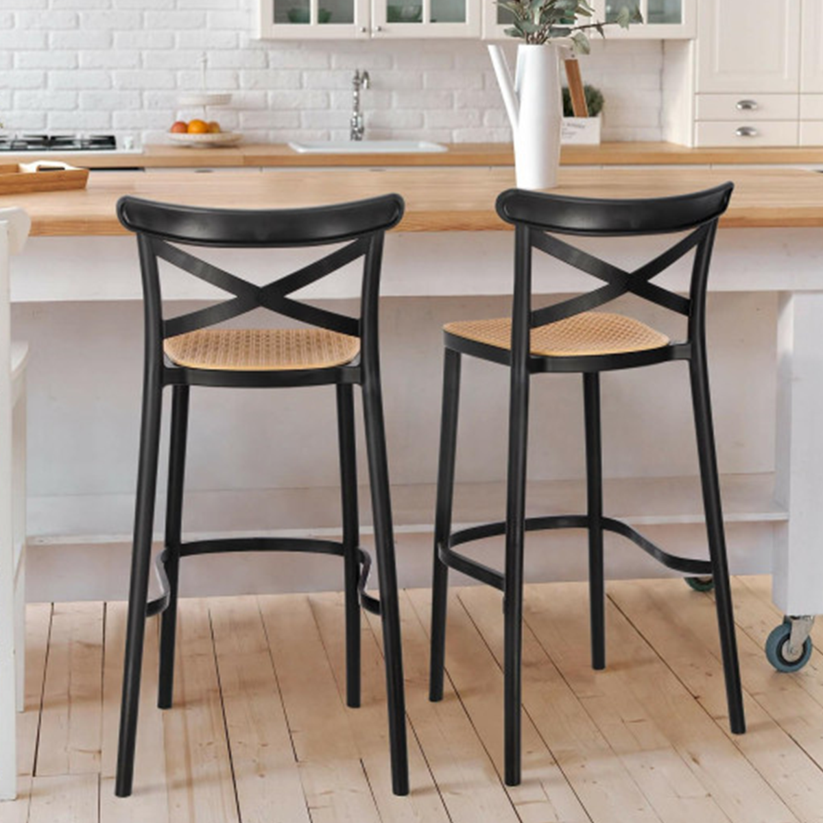 Taburete Crossback Danubio 66cm Piso Bar O Terraza Apilable-6