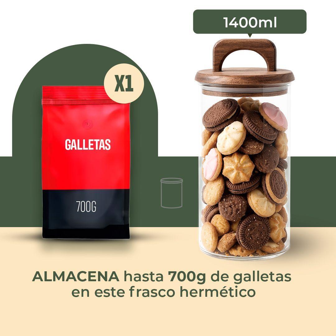Pack 4 Contenedores Herméticos Vidrio Tapa Asa Acacia 1400ml-2