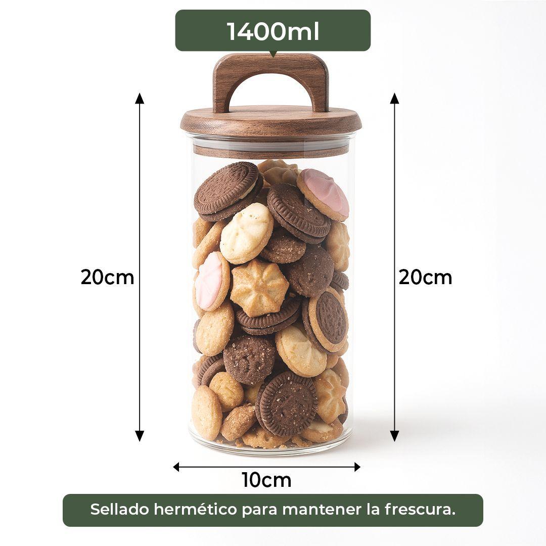 Pack 4 Contenedores Herméticos Vidrio Tapa Asa Acacia 1400ml-3