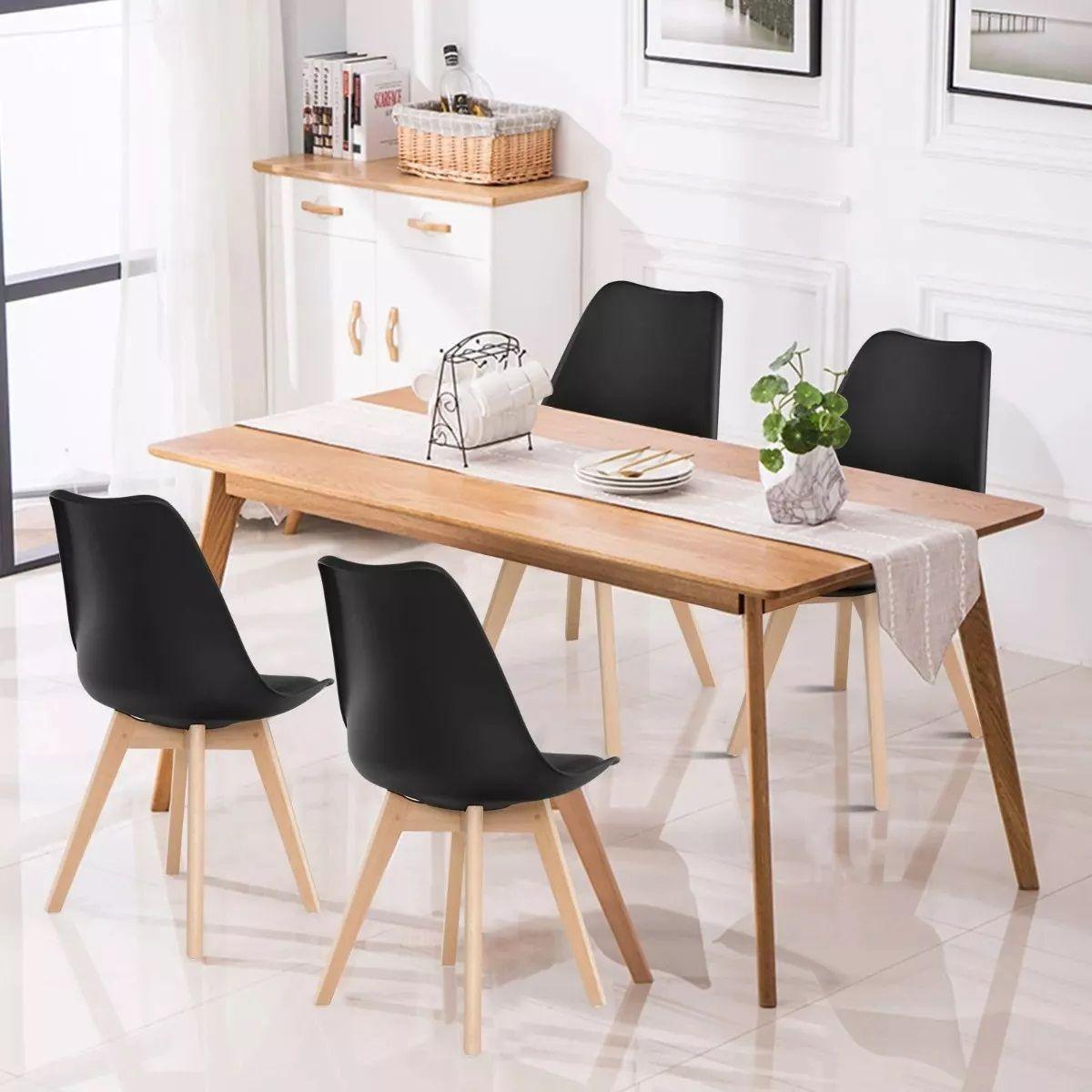 Pack 4 Sillas Eames Tulip Acolchadas Negras-4