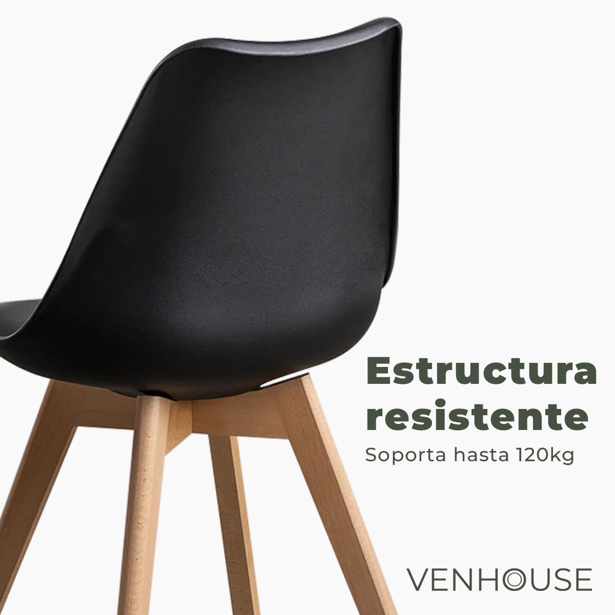 Pack 4 Sillas Eames Tulip Acolchadas Negras-5