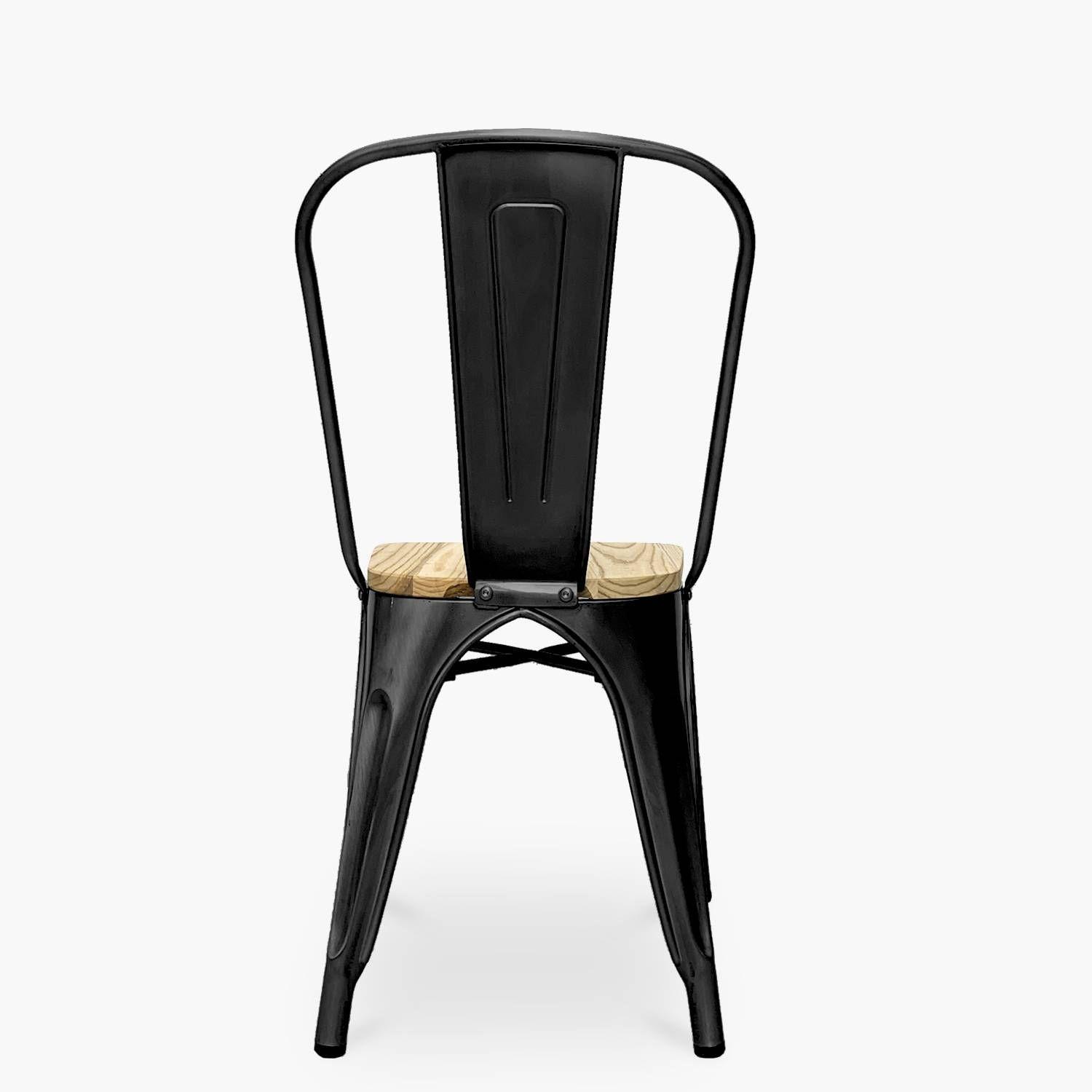 Pack 4 Sillas Tolix Negras De Madera Comedor Venhouse-2
