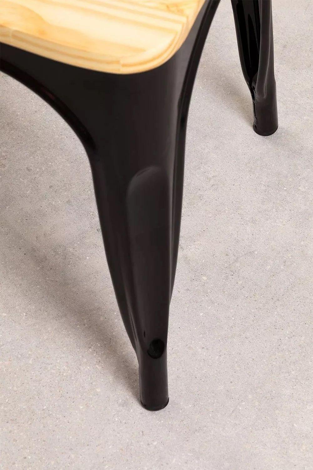 Pack 4 Sillas Tolix Negras De Madera Comedor Venhouse-3