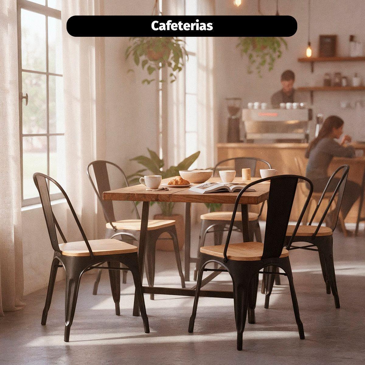 Pack 4 Sillas Tolix Negras De Madera Comedor Venhouse-6