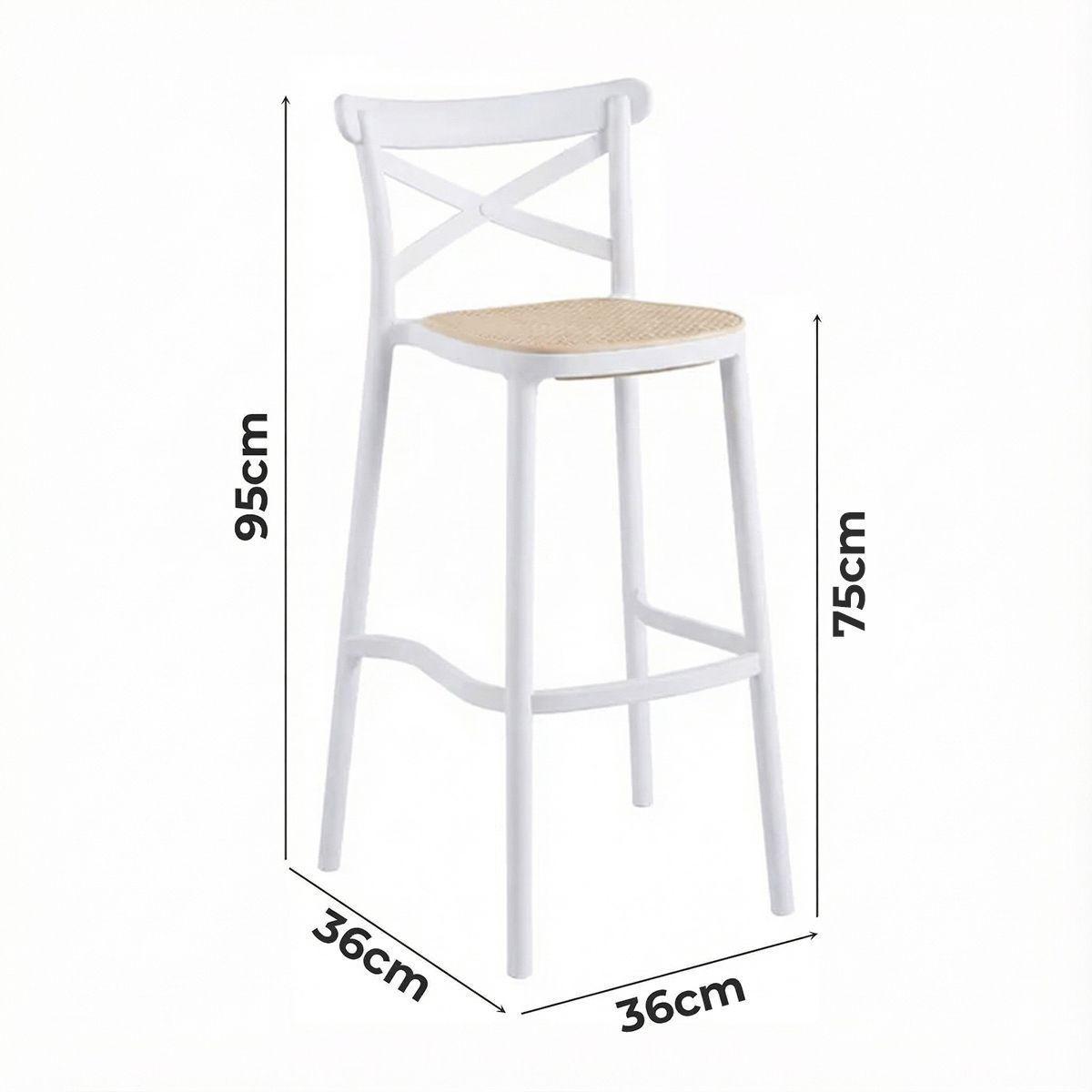 Pack 2  Taburete Crossback Danubio 75cm Piso Bar O Terraza Apilable Blancos-4