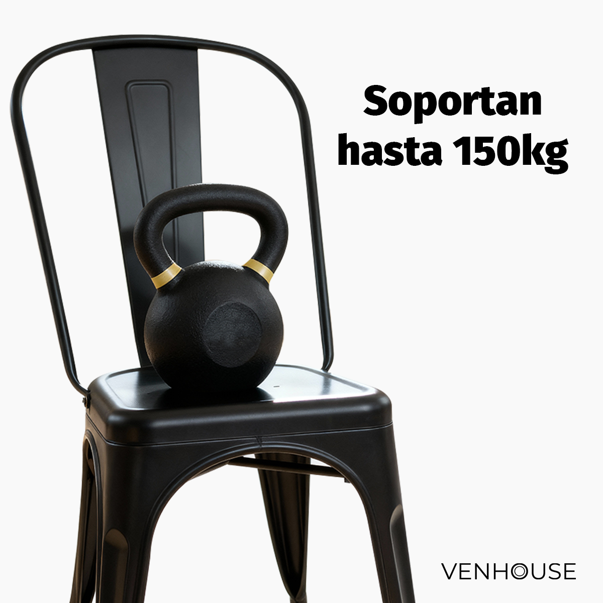 Comedor Restaurante Cafetería 70x70x74cm 4 Sillas Venhoouse Negro-7