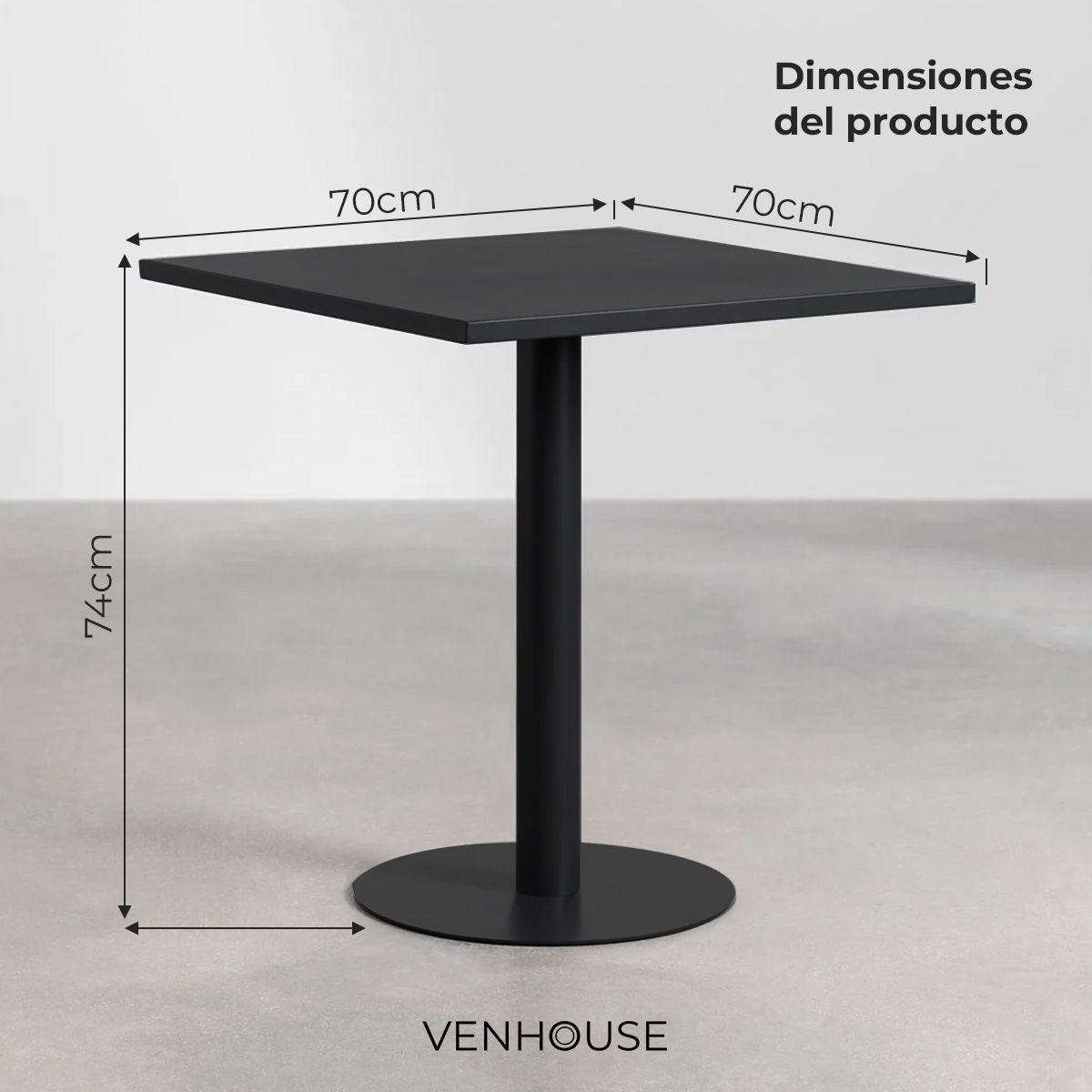 Comedor Restaurante Cafetería 70x70x74cm 4 Sillas Venhoouse Negro-2