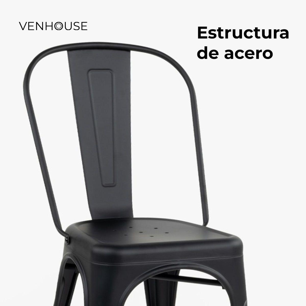 Comedor Restaurante Cafetería 70x70x74cm 4 Sillas Venhoouse Negro-5