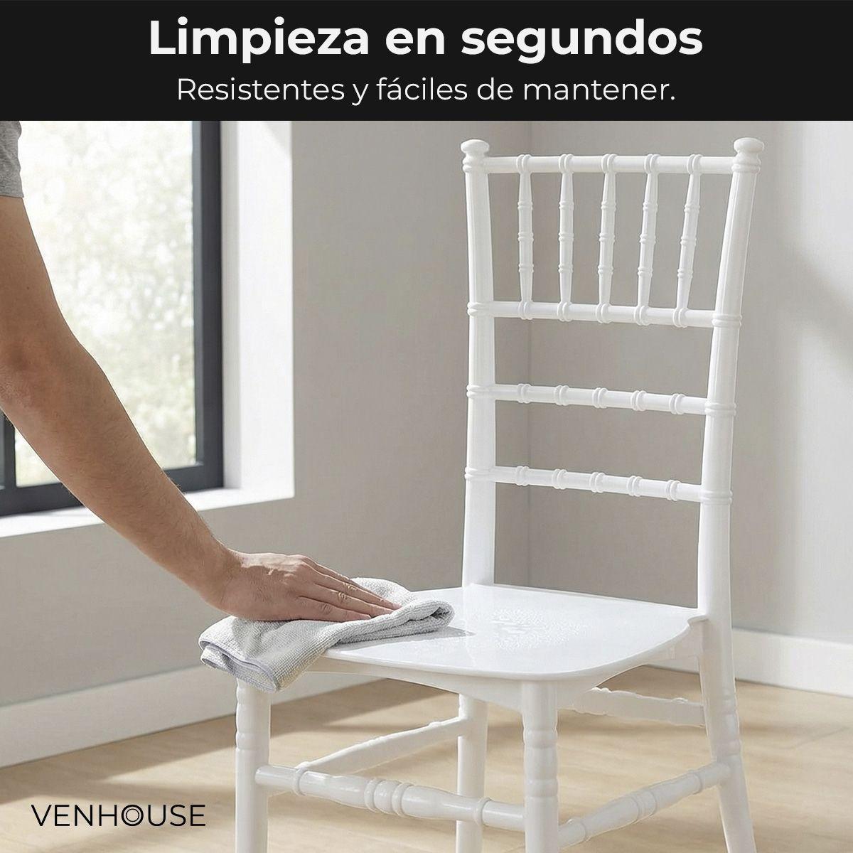 Silla Chiavari para Comedor Eventos Apilable Polipropileno Blanca-5