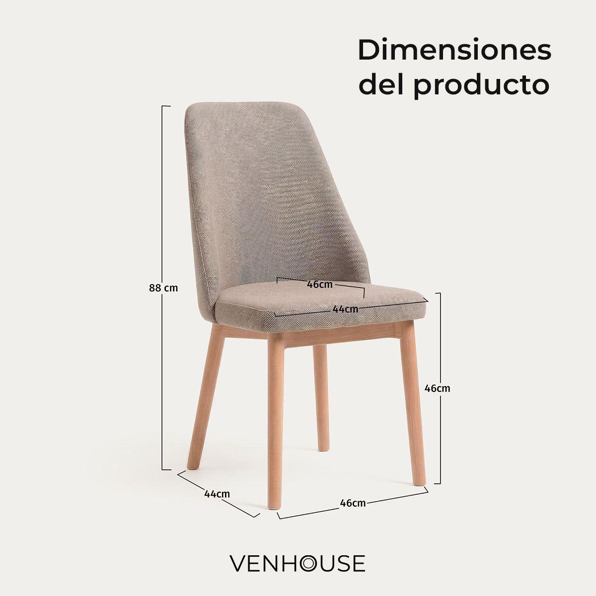 Silla Comedor Lena Madera Asiento Acolchado Poliéster Marrón-3