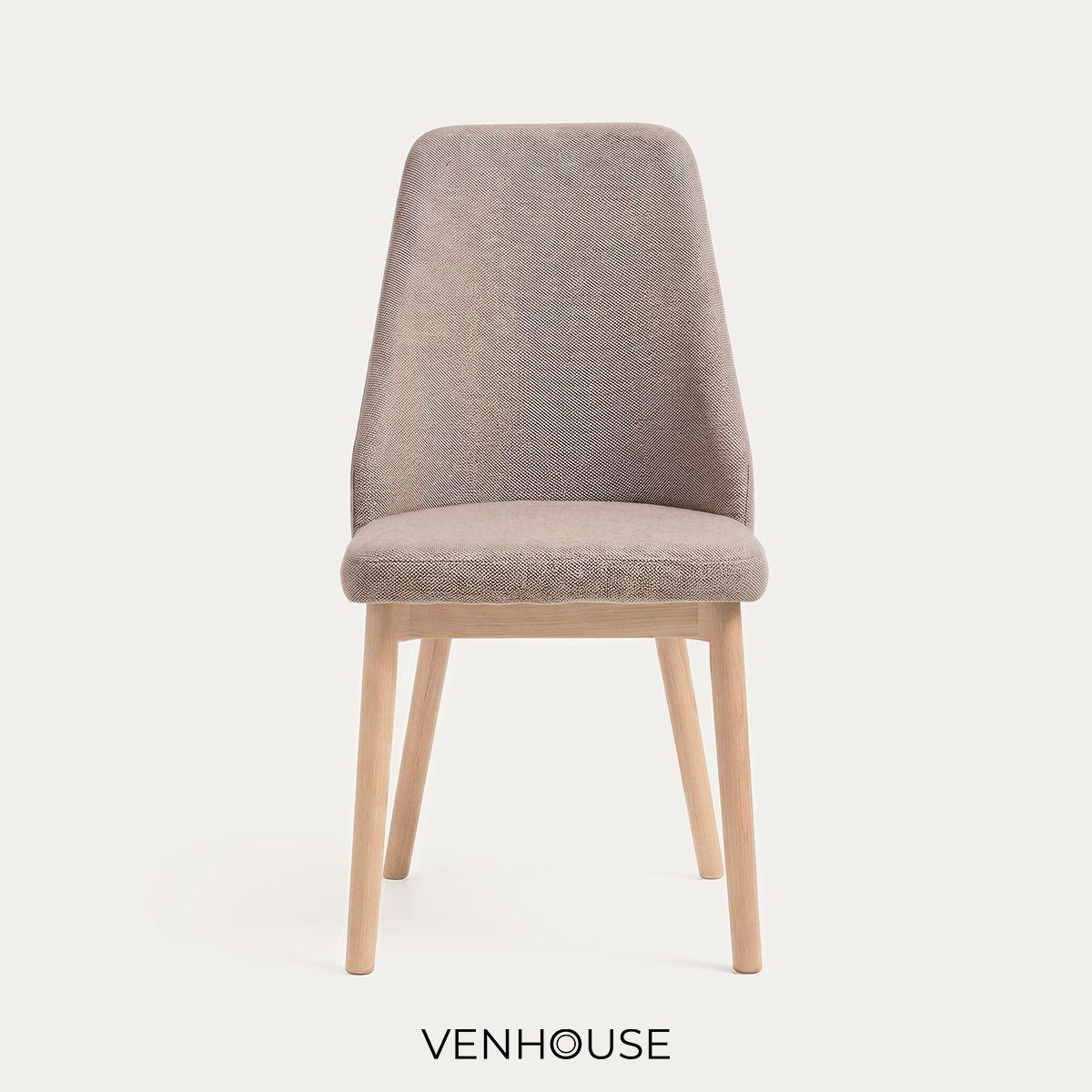 Silla Comedor Lena Madera Asiento Acolchado Poliéster Marrón-4