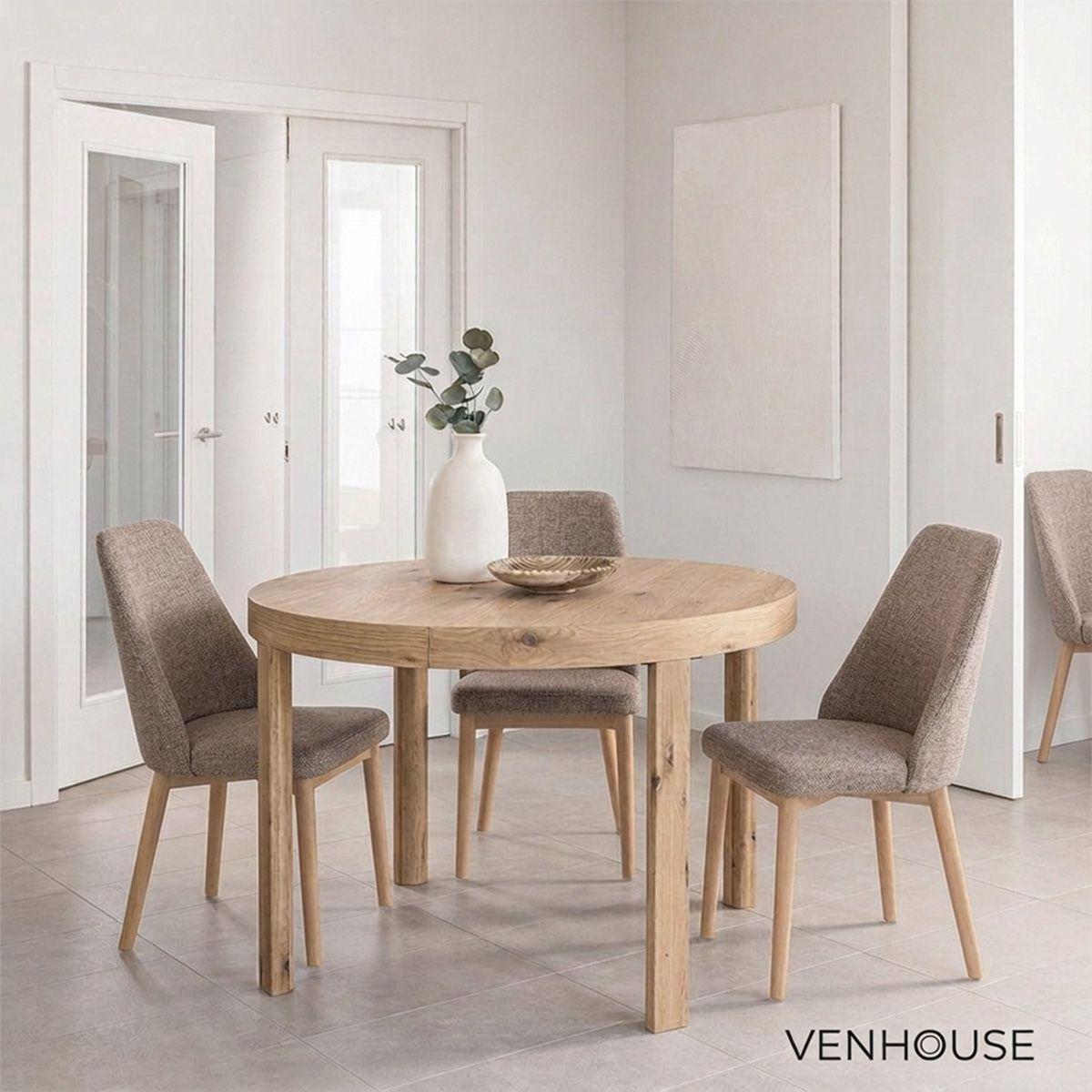 Silla Comedor Lena Madera Asiento Acolchado Poliéster Marrón-6