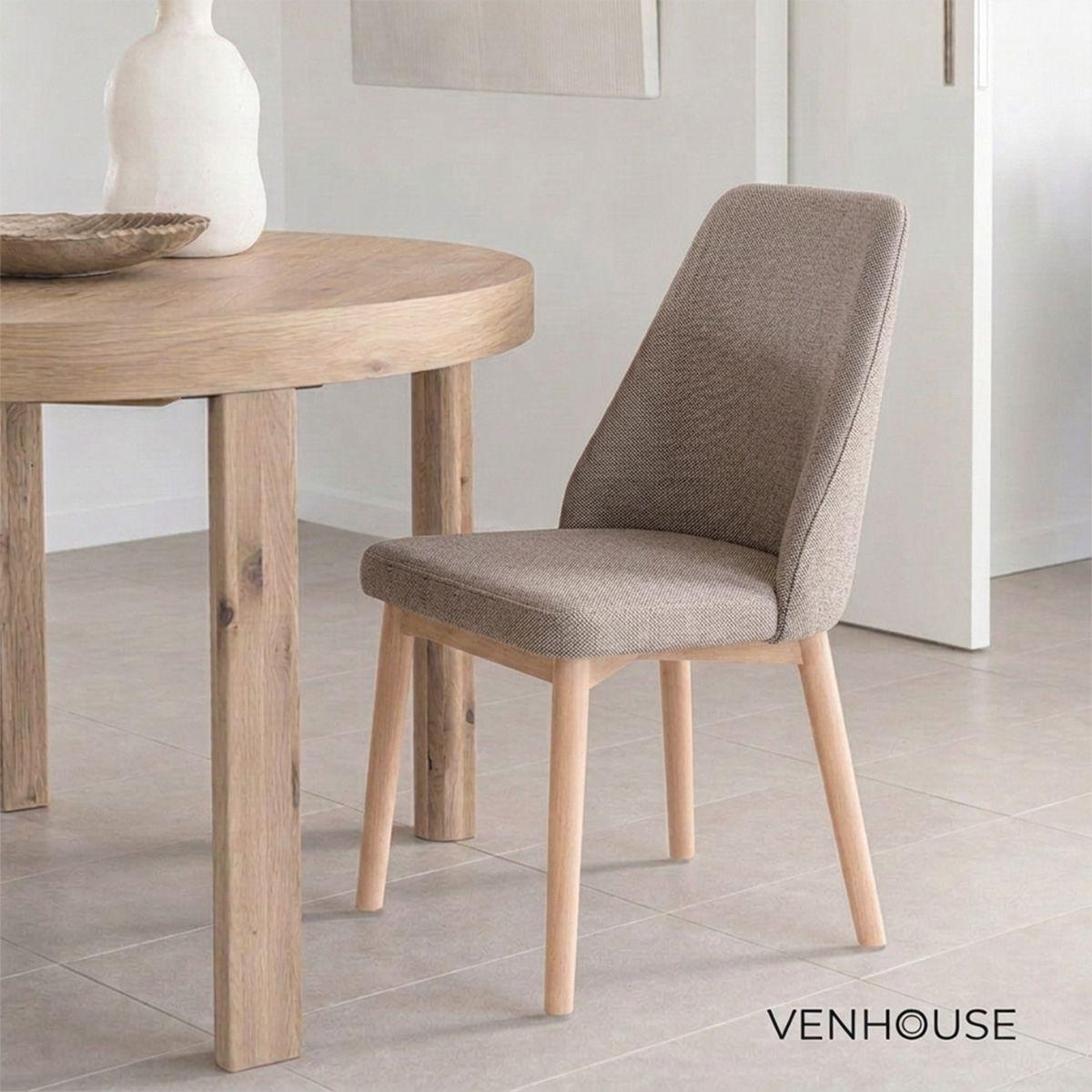 Silla Comedor Lena Madera Asiento Acolchado Poliéster Marrón-7