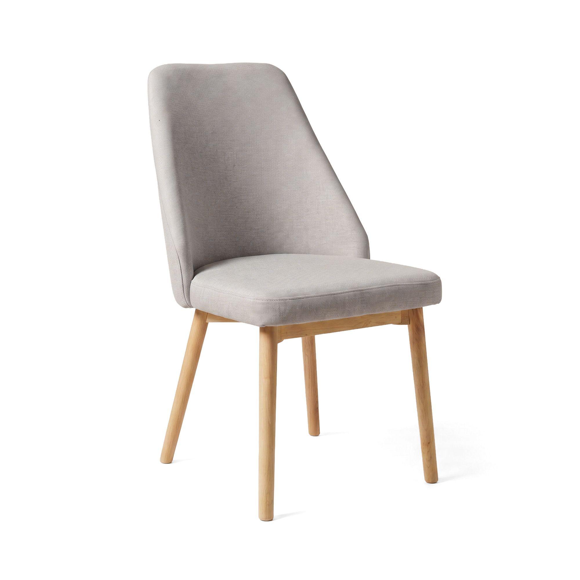 Silla Comedor Lena Madera Asiento Acolchado Poliéster Greige -0