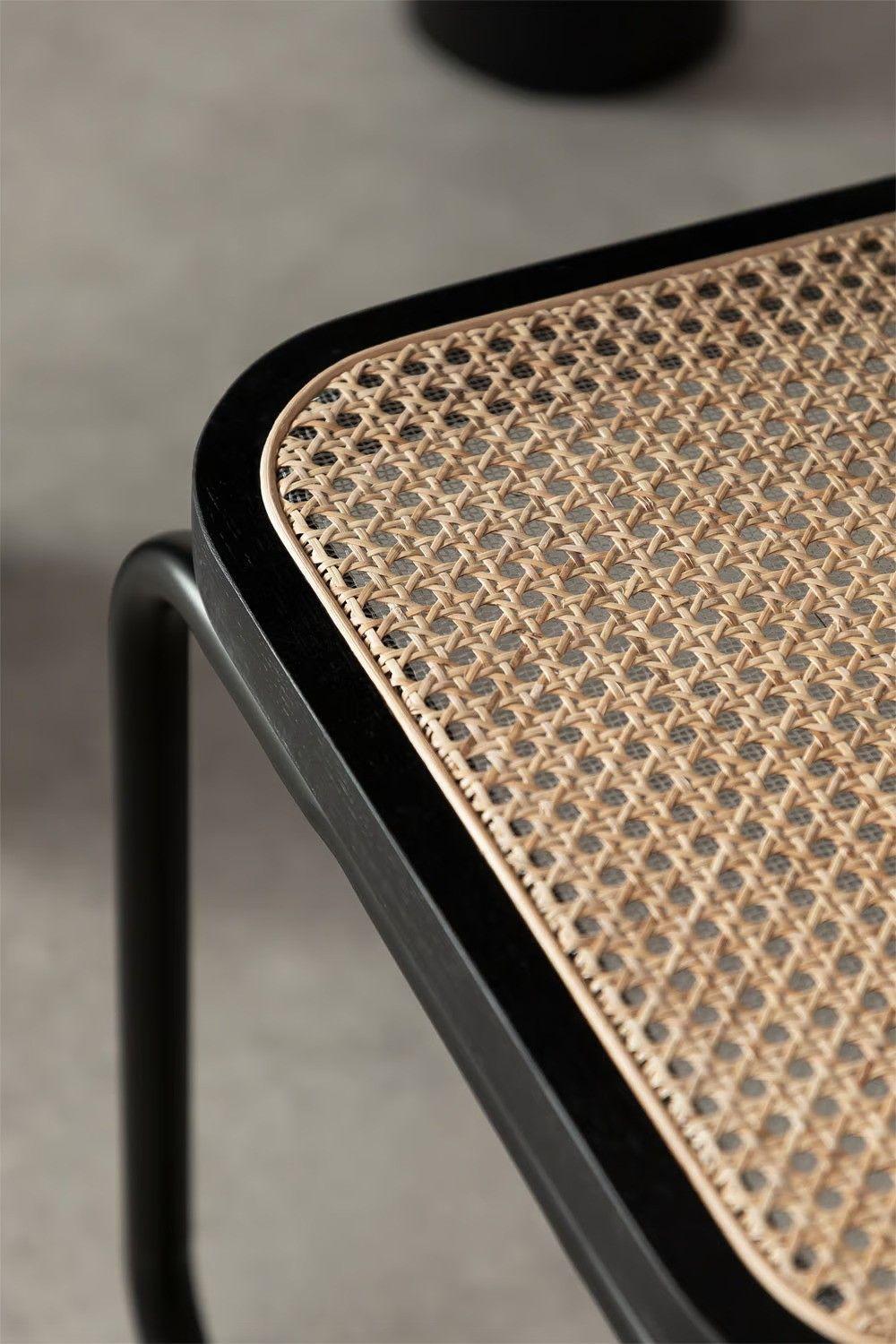Silla Para Comedor Breuer Madera Y Ratán Negra Venhoouse-7