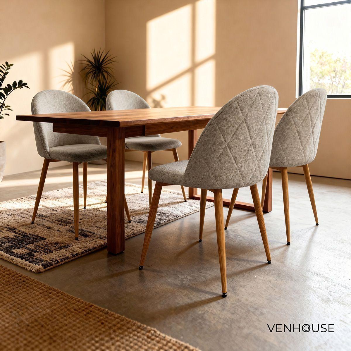 Pack 4 Sillas Comedor Moderna Acolchada Metal Sora Venhoouse Greige-6