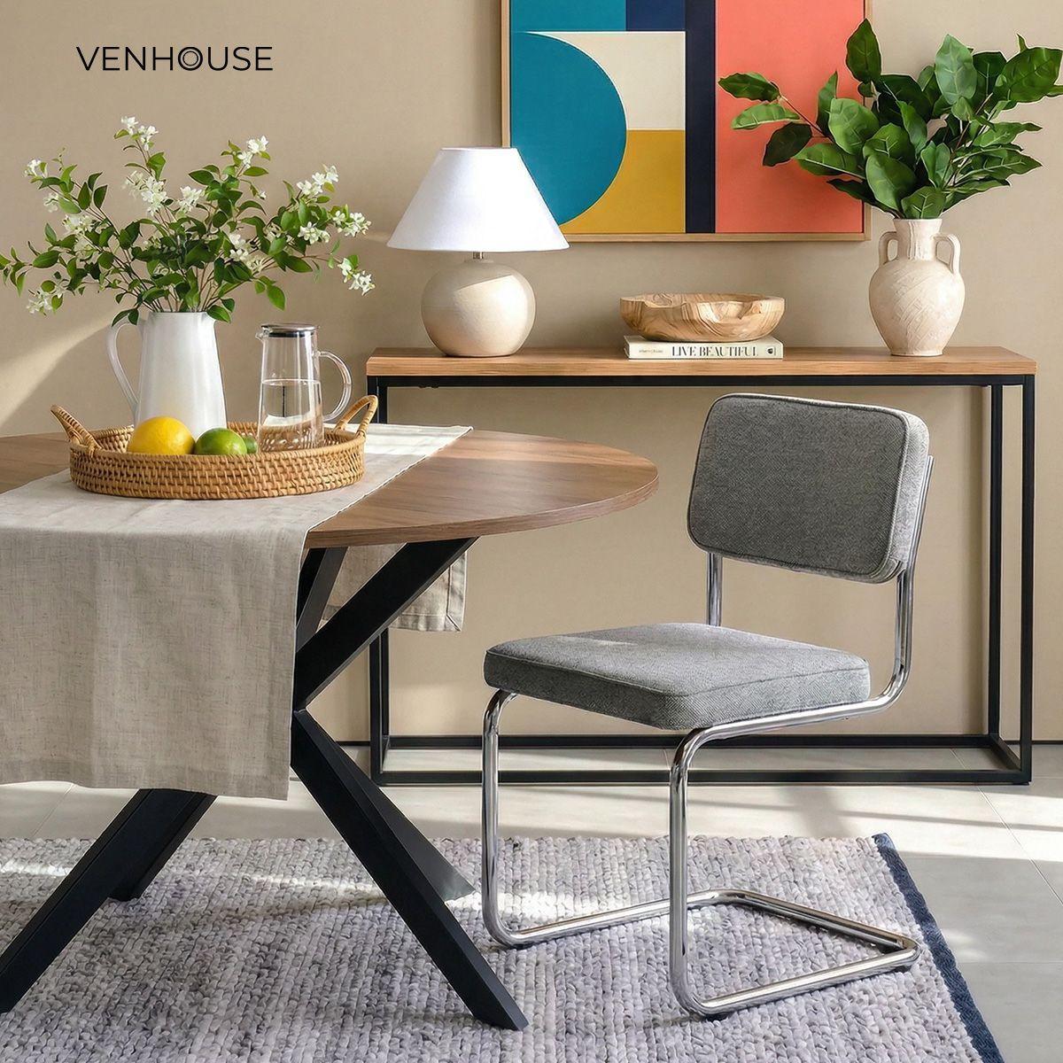 Pack 2 Sillas Comedor Cocina Moderna Metal Acolchada Breuer Gris Venhoouse-6