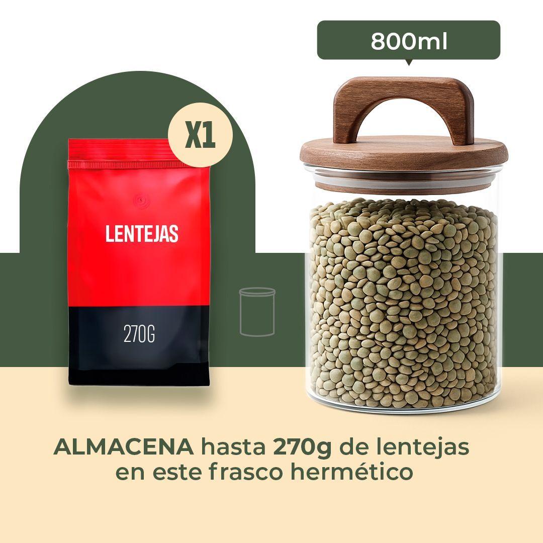 Frasco Contenedor Hermético Vidrio Tapa Asa Acacia 800ml-2