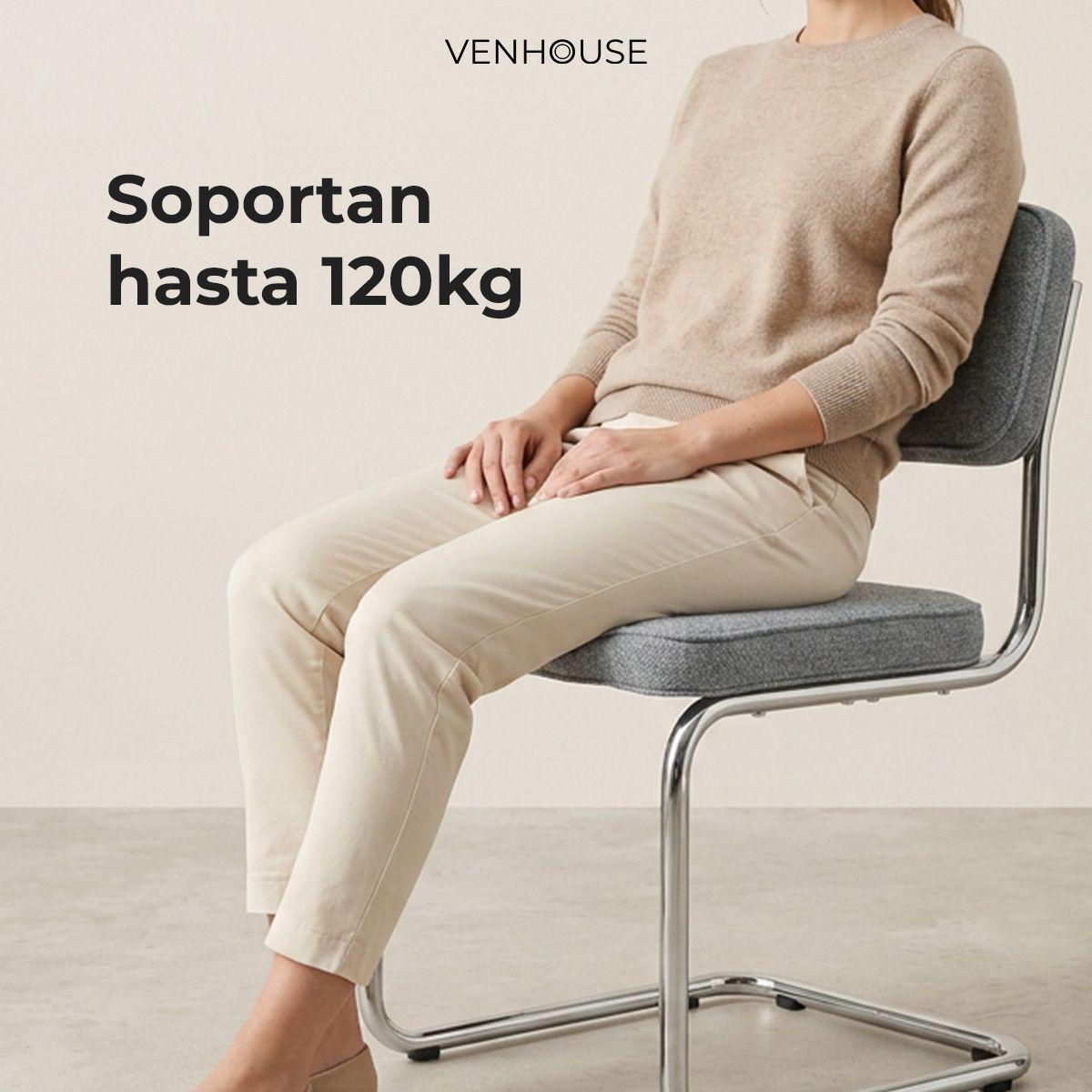 Silla Comedor Cocina Moderna Metal Acolchada Breuer Gris Venhoouse-2