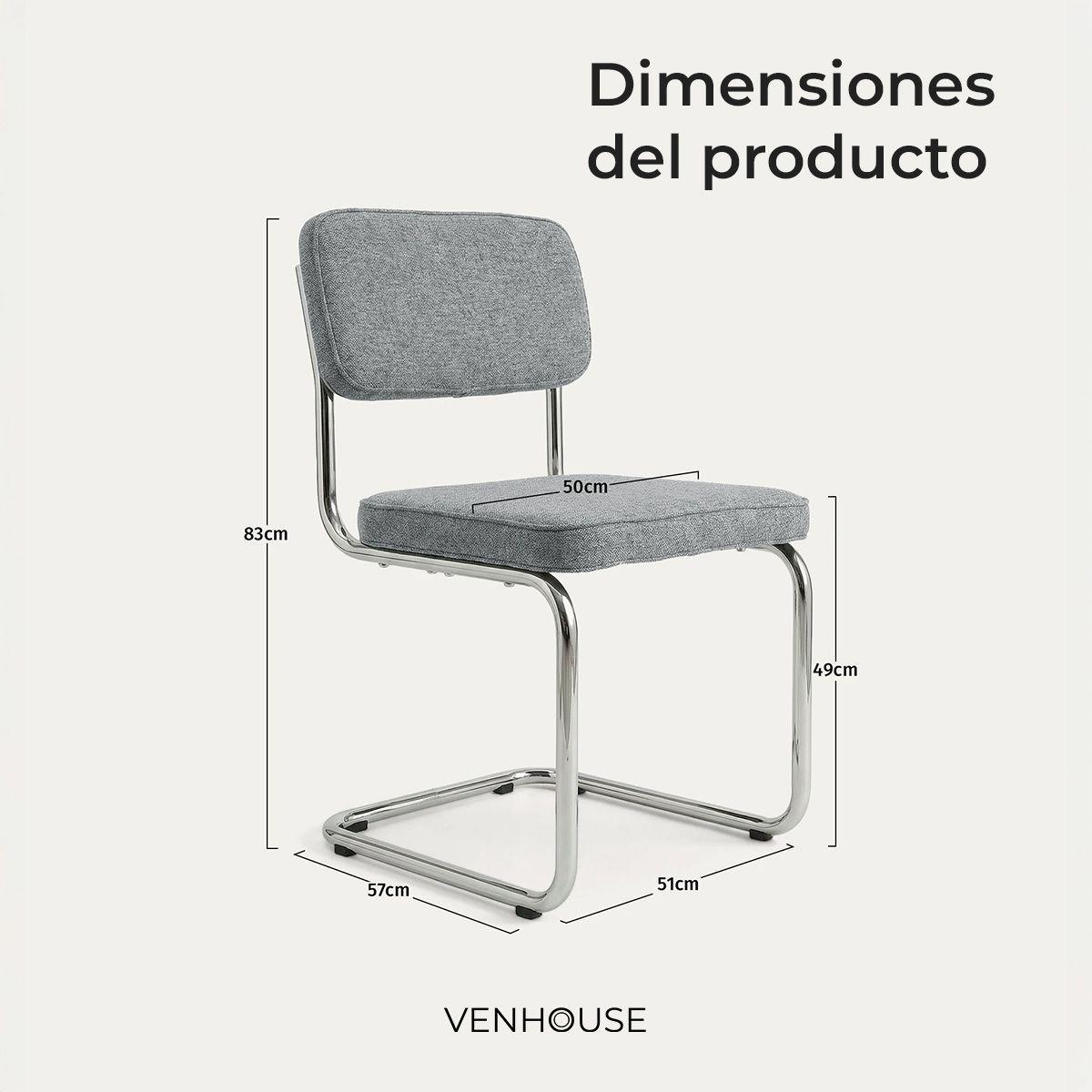 Silla Comedor Cocina Moderna Metal Acolchada Breuer Gris Venhoouse-3