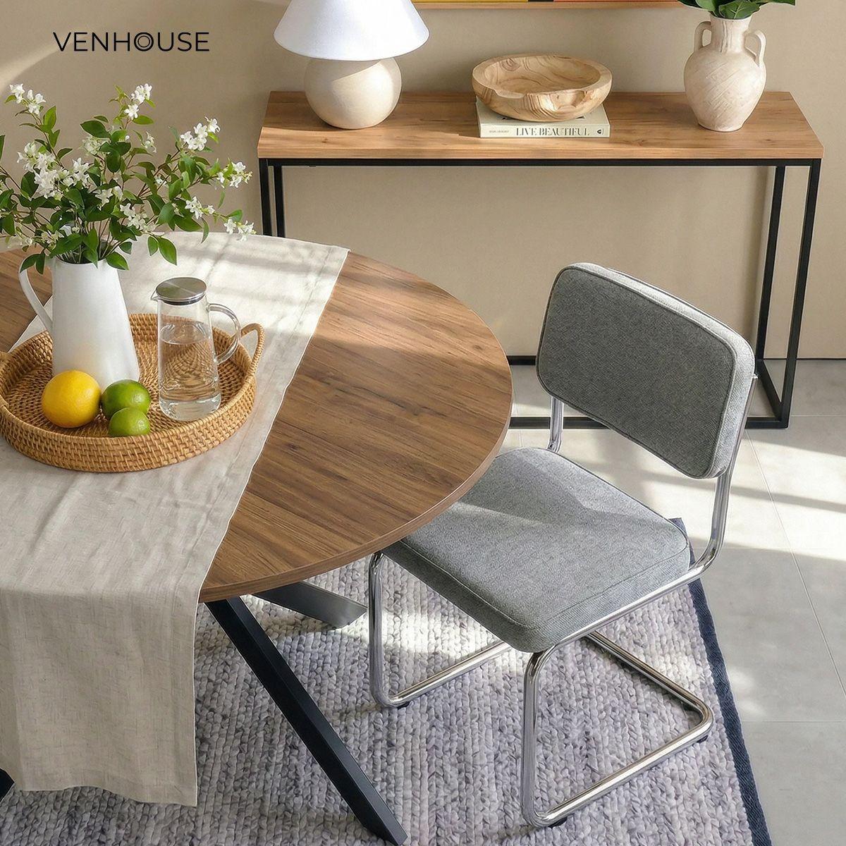 Silla Comedor Cocina Moderna Metal Acolchada Breuer Gris Venhoouse-7