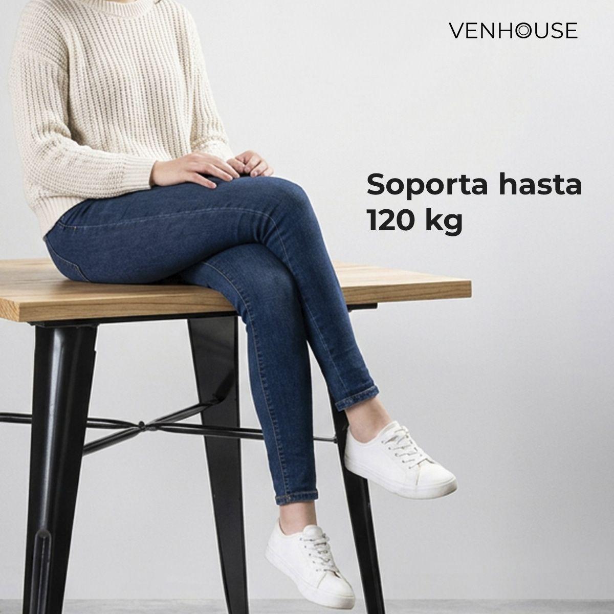 Mesa Tolix Madera Natural Cuadrada 80x80x75cm Venhoouse-2