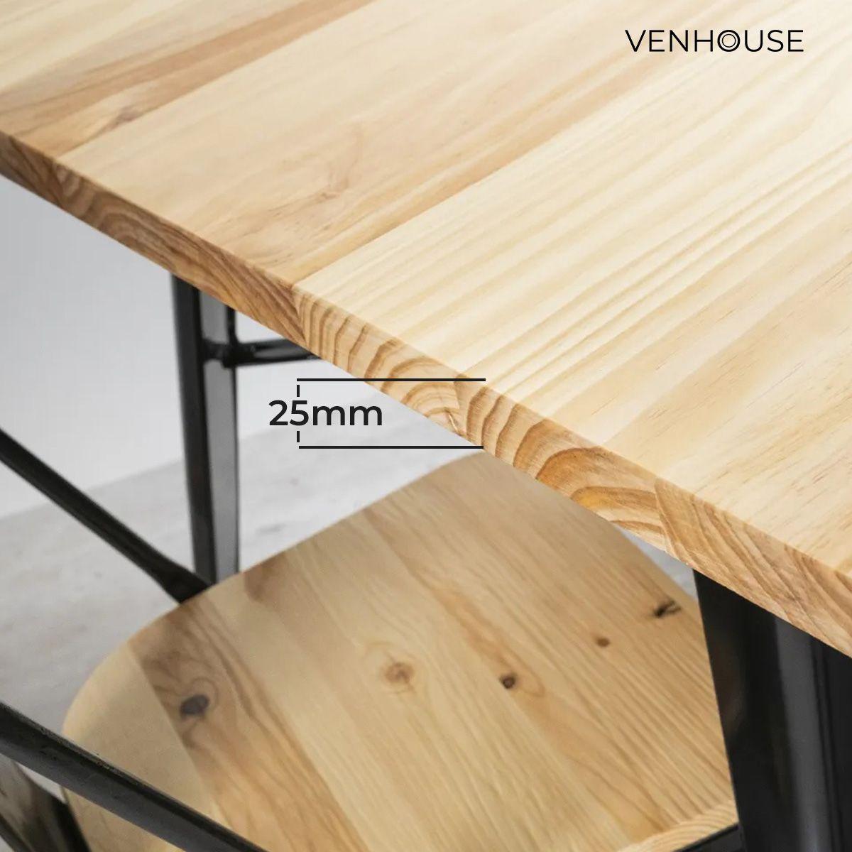Mesa Tolix Madera Natural Cuadrada 80x80x75cm Venhoouse-5