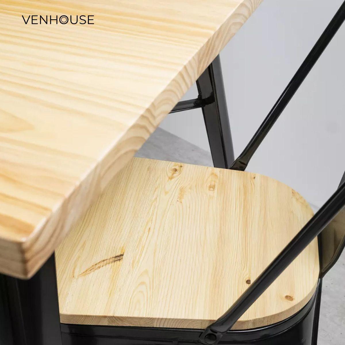 Mesa Tolix Madera Natural Cuadrada 80x80x75cm Venhoouse-6