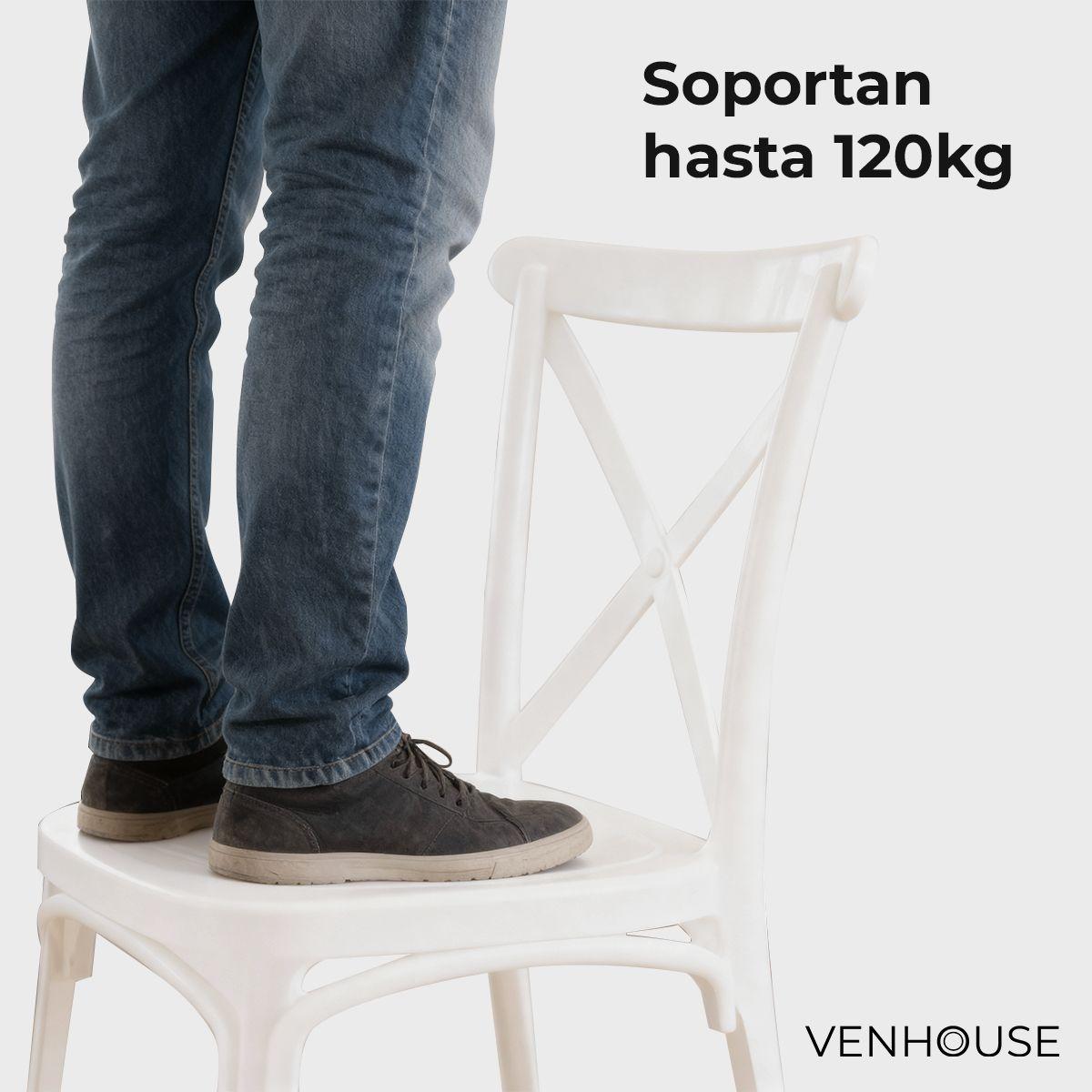 Pack 2 Sillas Crossback Para Comedor Apilables Polipropileno Blancas-6