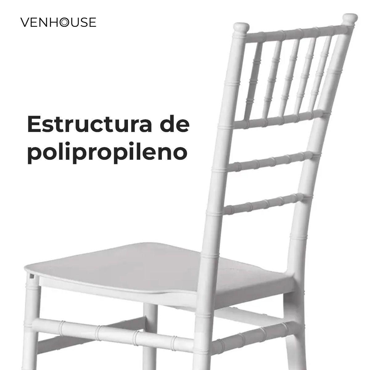 Pack 2 Sillas Chiavari para Comedor Eventos Apilable Polipropileno Blanca-2