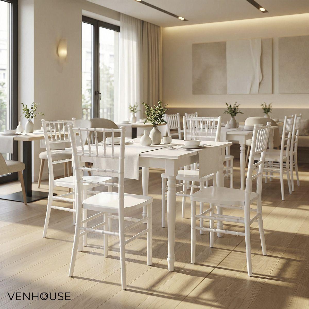 Pack 2 Sillas Chiavari para Comedor Eventos Apilable Polipropileno Blanca-7