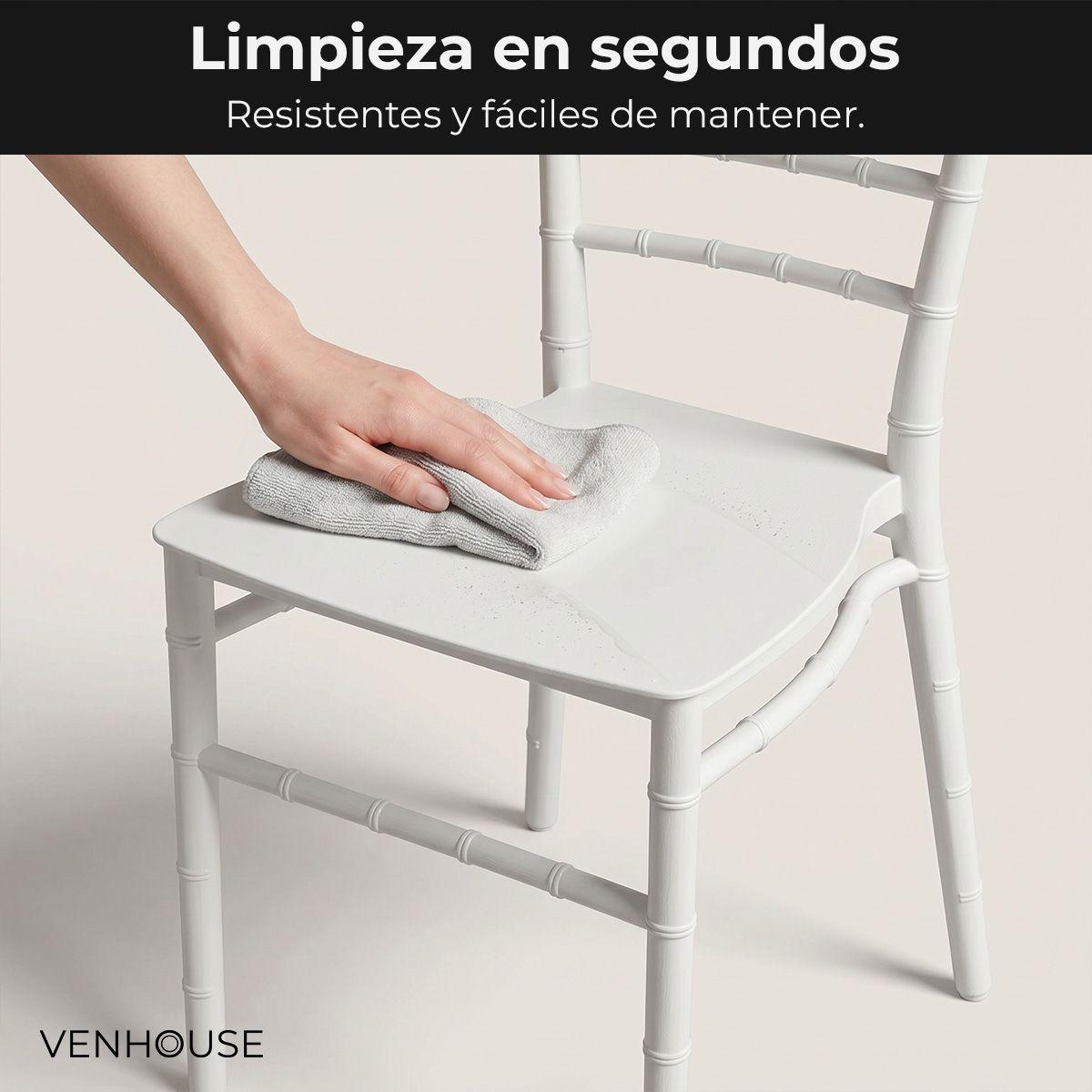 Pack 2 Sillas Comedor Eventos Apilable Polipropileno Blanca Chiavari -6