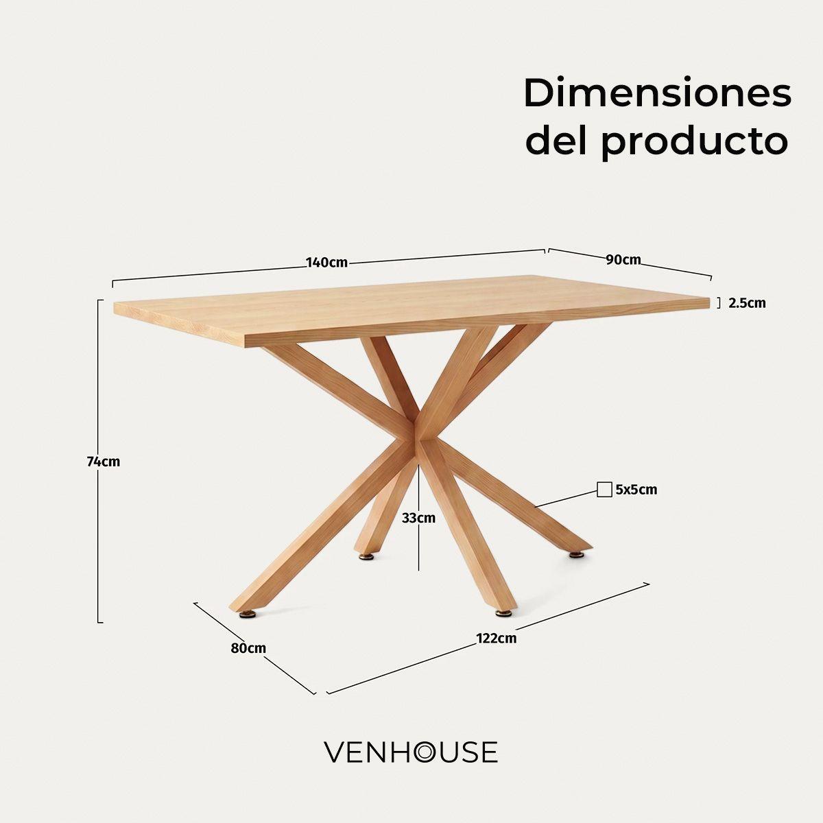 Mesa Comedor Argo Rectangular 140cm Venhoouse Natural-2