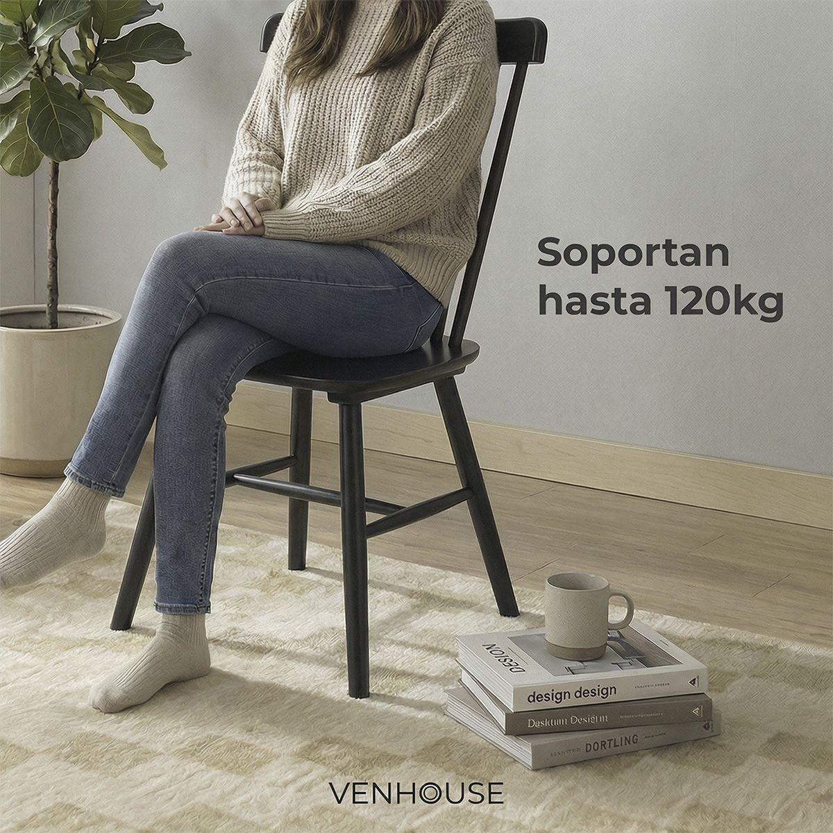 Pack 4 Sillas De Comedor Windsor Madera Negra Venhoouse-2