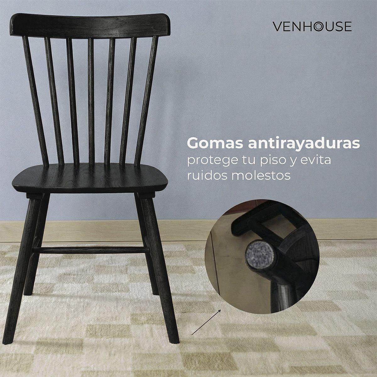 Pack 4 Sillas De Comedor Windsor Madera Negra Venhoouse-5