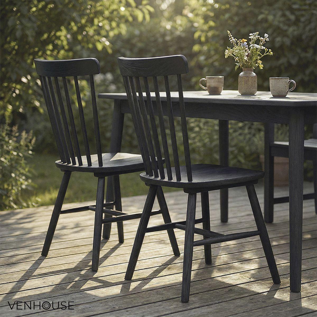 Pack 4 Sillas De Comedor Windsor Madera Negra Venhoouse-6