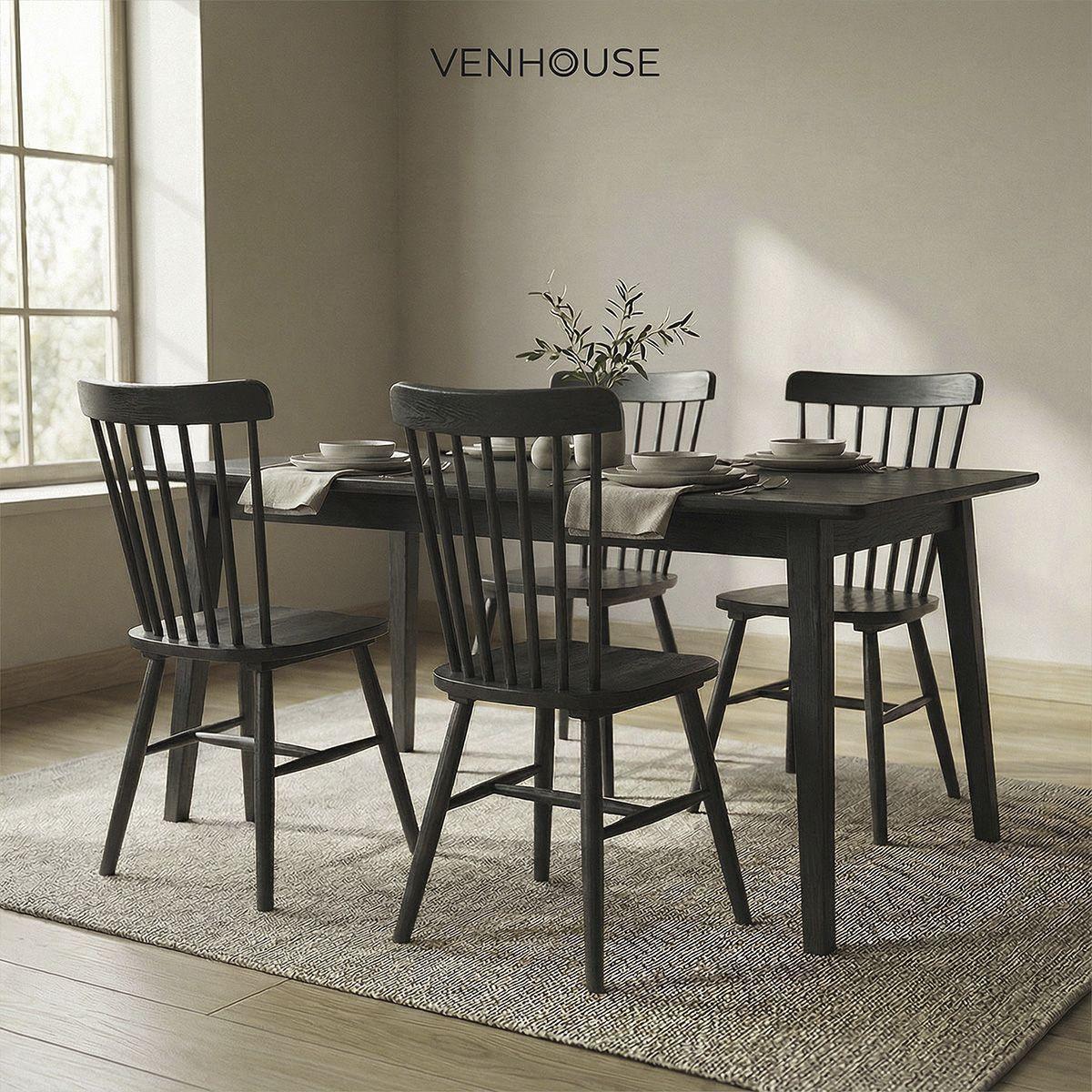Pack 4 Sillas De Comedor Windsor Madera Negra Venhoouse-7