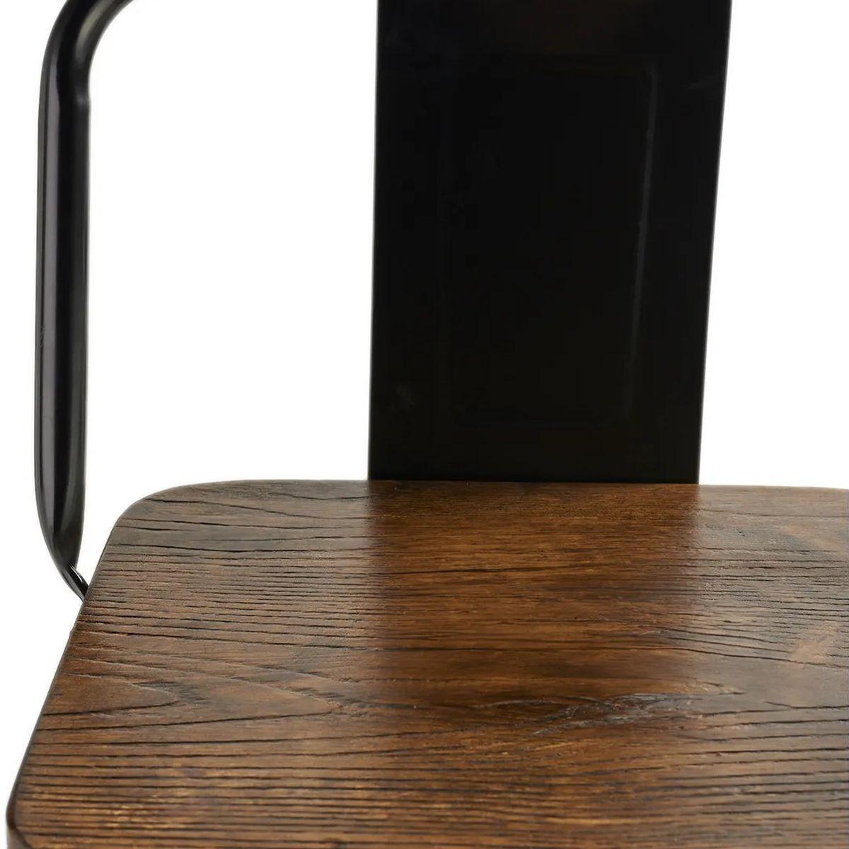 Pack 4 Taburetes Tolix De Madera 76cm Con Respaldo Venhouse Negros-5