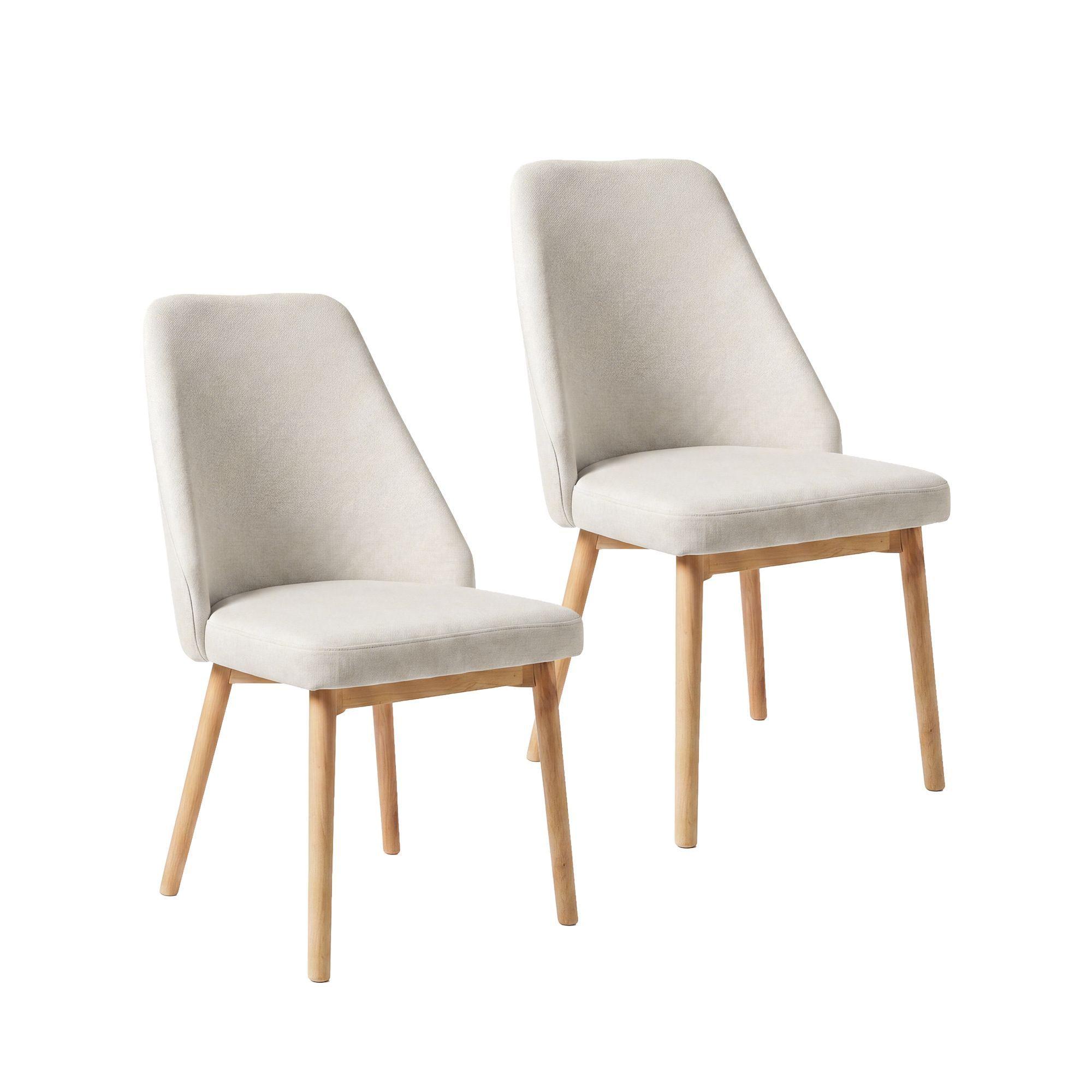 Pack 2 Sillas Comedor Lena Madera Asiento Acolchado Poliéster Beige-0