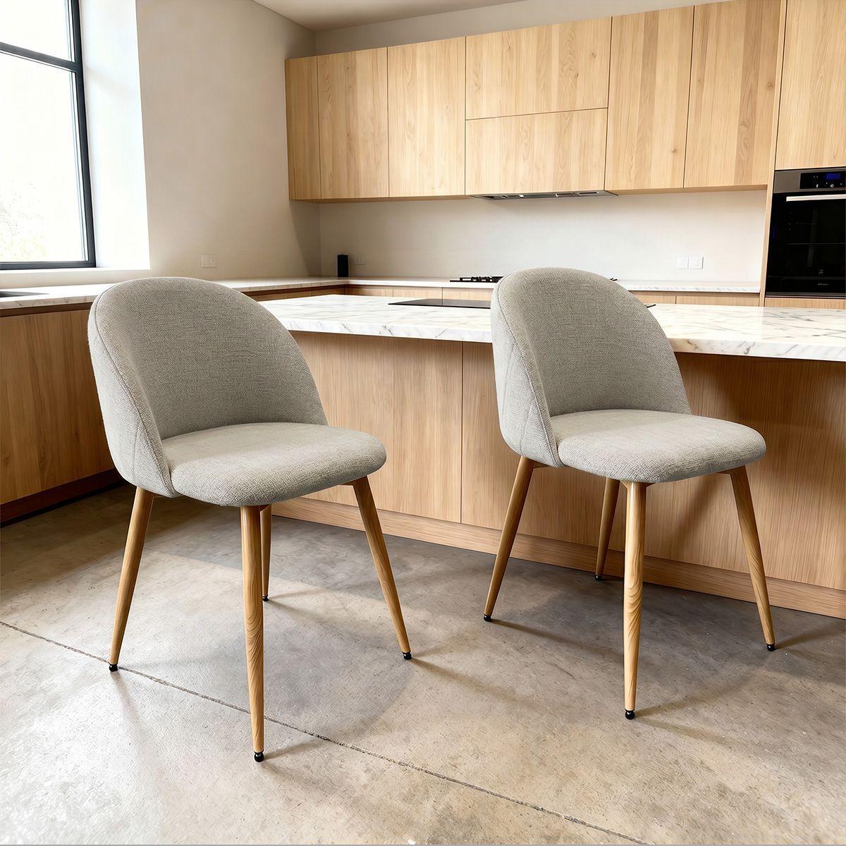 Pack 2 Sillas Comedor Moderna Acolchada Metal Sora Venhoouse Greige-0