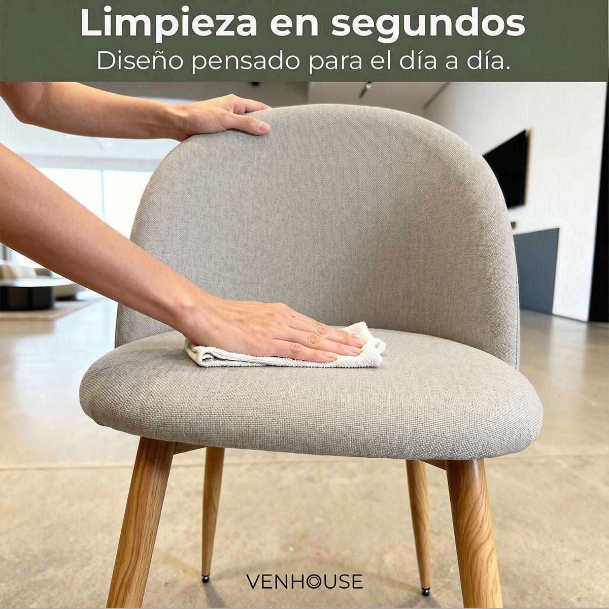 Pack 2 Sillas Comedor Moderna Acolchada Metal Sora Venhoouse Greige-4