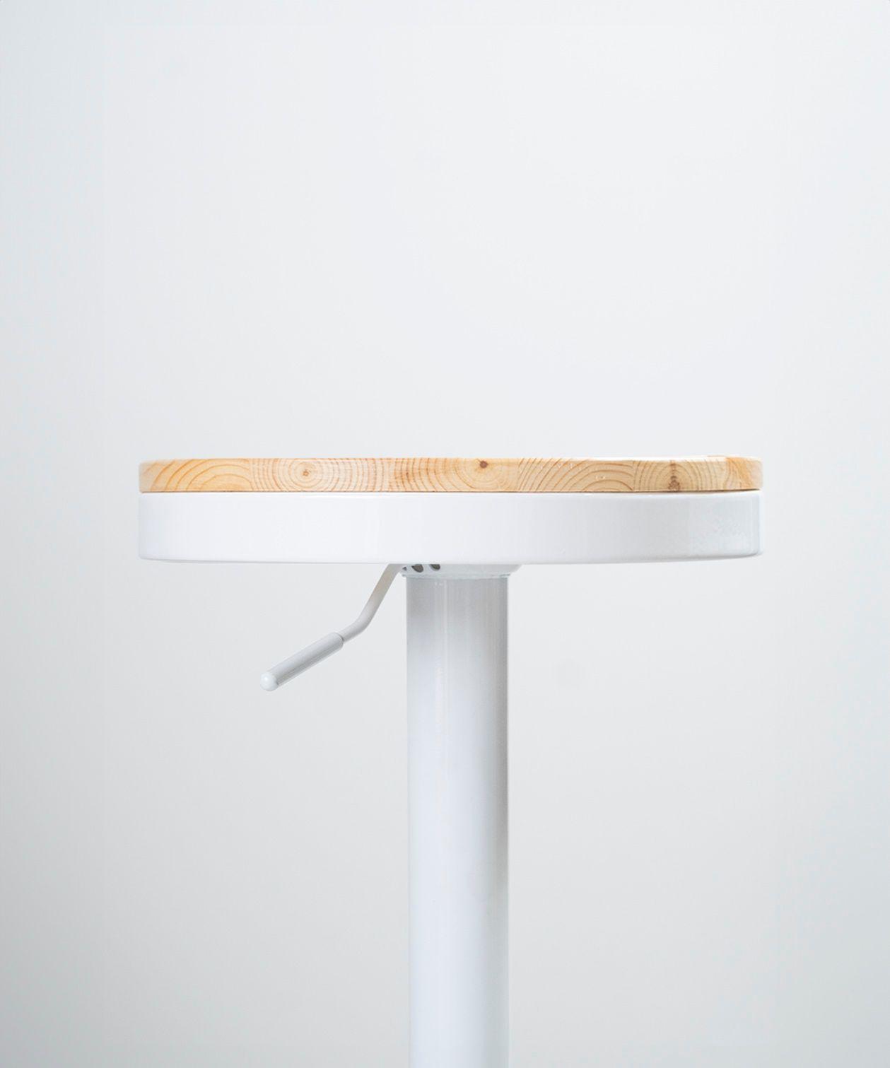 Pack 2 Taburetes Aron Regulable Pisos Bar Asiento De Madera Blancos-5