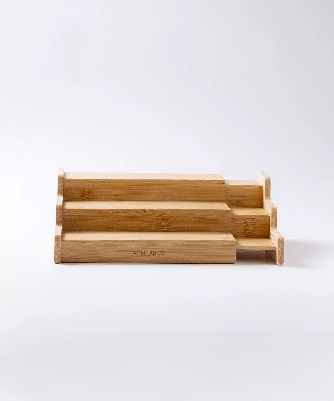 15 Especieros Redondos De Vidrio Rack Extensible Bambú Etiqueta Blanca-5