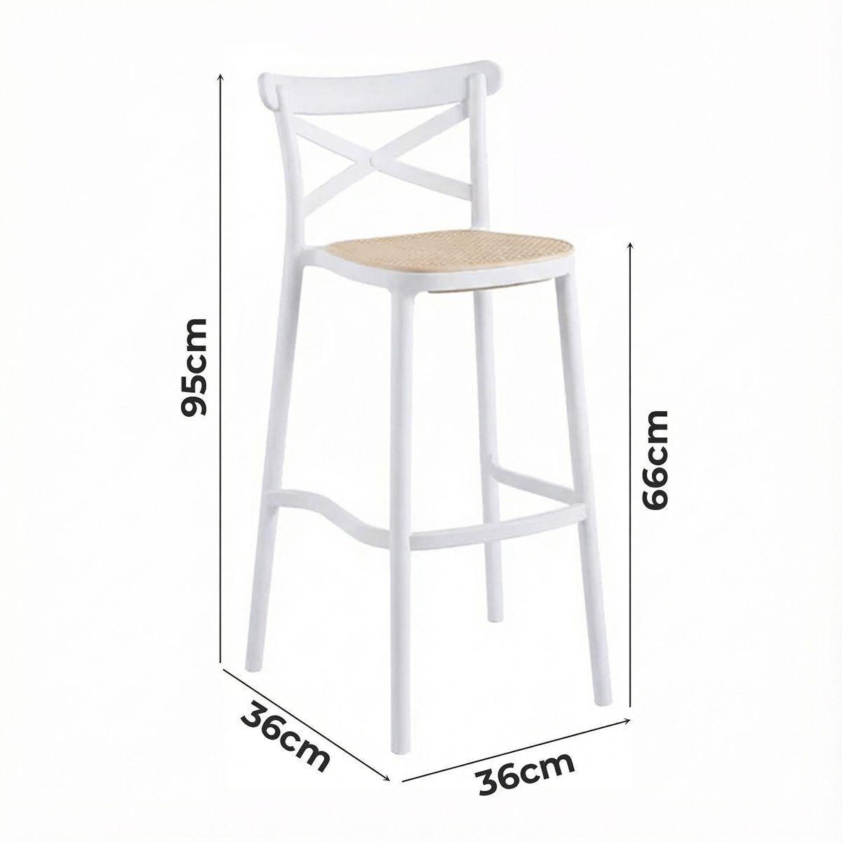 Pack 2  Taburete Crossback Danubio 66cm Piso Bar O Terraza Apilable Blancos-4
