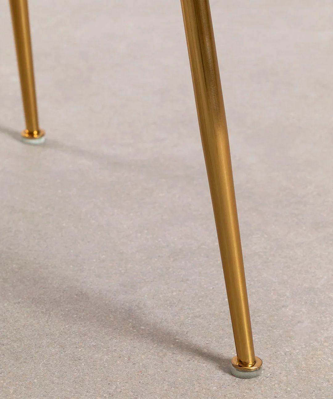 Pack 2 Sillas De Comedor Sora Tapiz Boucle Blancas Patas Doradas-5