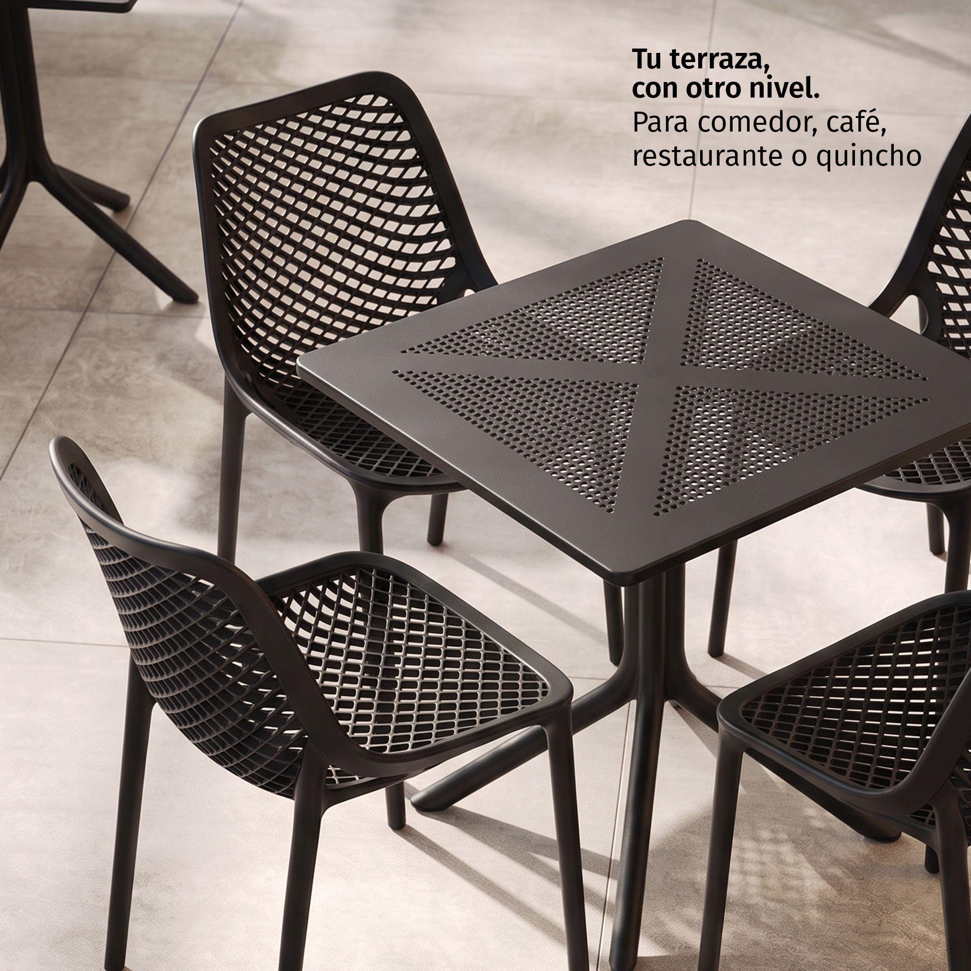 Silla Comedor Terraza Exterior Apilable Moderna Café Restaurante Berlin Negra-1